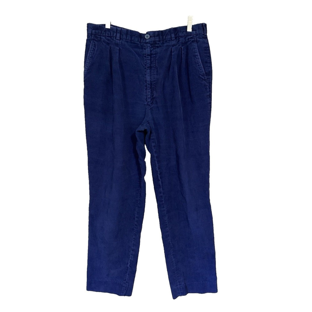 VTG Woolrich Men's Navy Corduroy Pants 34x29 Pleated Baggy Loose - Picture 2 of 16